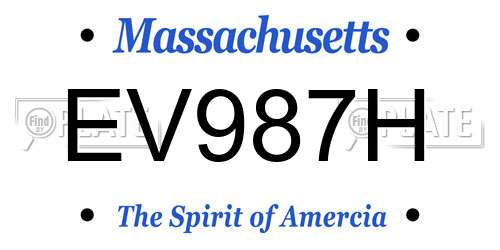 EV987H Massachusetts License Plate