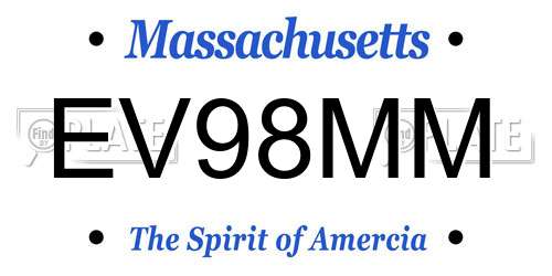 EV98MM Massachusetts License Plate