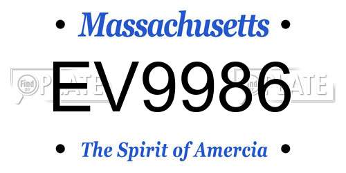 EV9986 Massachusetts License Plate