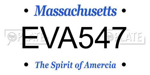 EVA547 Massachusetts License Plate