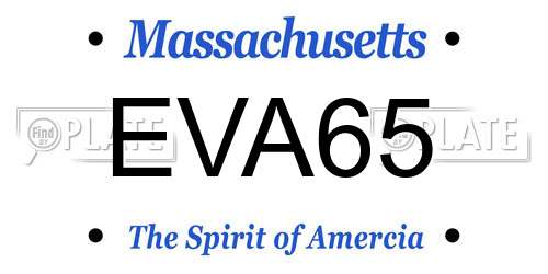 EVA65 Massachusetts License Plate