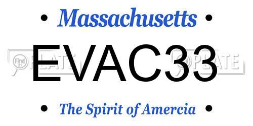 EVAC33 Massachusetts License Plate