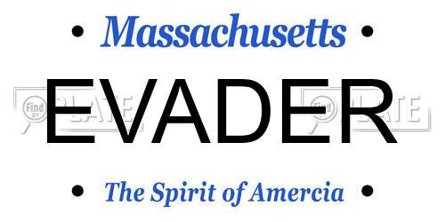 EVADER Massachusetts License Plate