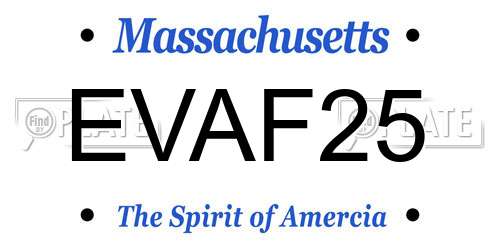 EVAF25 Massachusetts License Plate