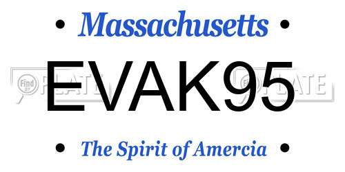 EVAK95 Massachusetts License Plate