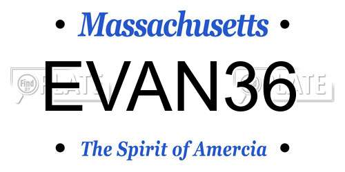 EVAN36 Massachusetts License Plate