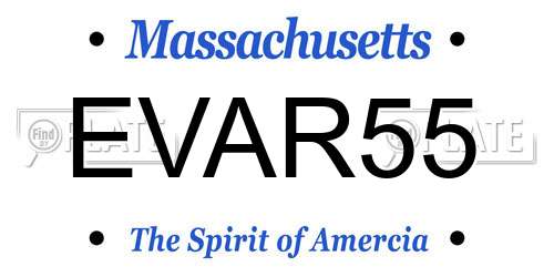 EVAR55 Massachusetts License Plate