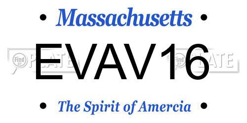 EVAV16 Massachusetts License Plate