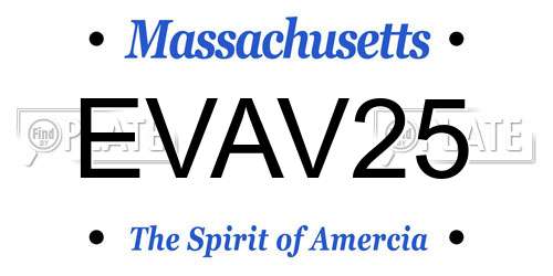 EVAV25 Massachusetts License Plate