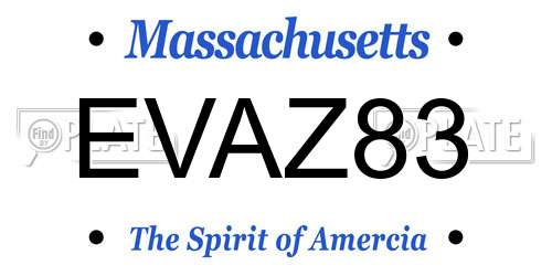 EVAZ83 Massachusetts License Plate