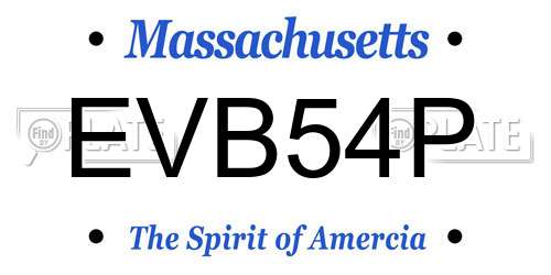 EVB54P Massachusetts License Plate