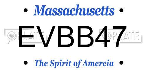 EVBB47 Massachusetts License Plate