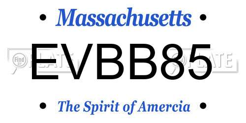 EVBB85 Massachusetts License Plate