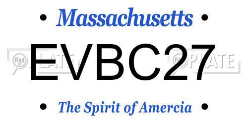 EVBC27 Massachusetts License Plate