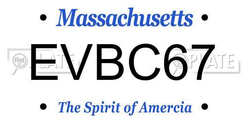 EVBC67 Massachusetts License Plate