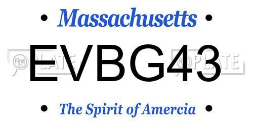 EVBG43 Massachusetts License Plate