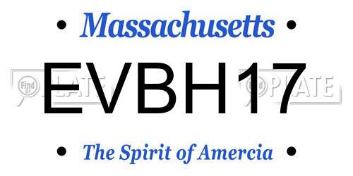 EVBH17 Massachusetts License Plate