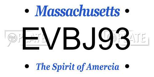 EVBJ93 Massachusetts License Plate