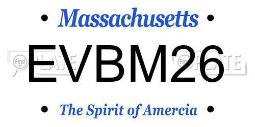 EVBM26 Massachusetts License Plate