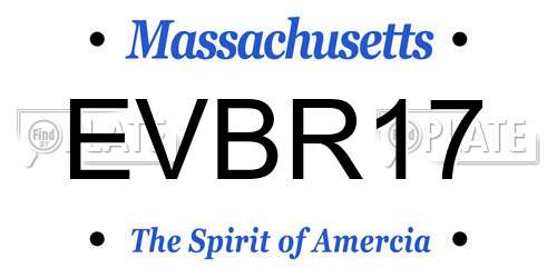 EVBR17 Massachusetts License Plate