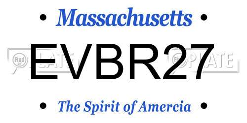 EVBR27 Massachusetts License Plate