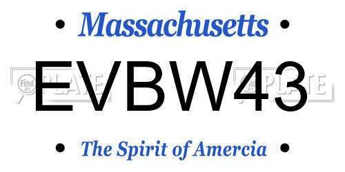 EVBW43 Massachusetts License Plate