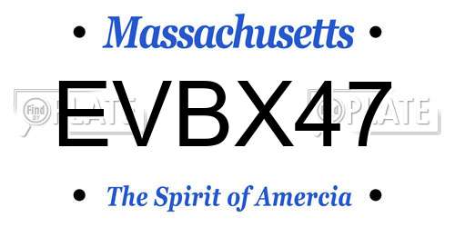 EVBX47 Massachusetts License Plate