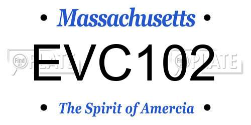 EVC102 Massachusetts License Plate