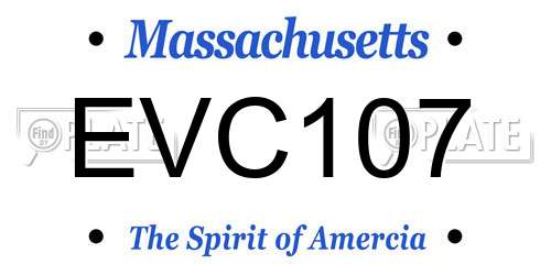 EVC107 Massachusetts License Plate