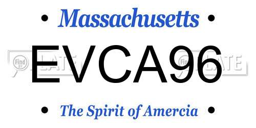 EVCA96 Massachusetts License Plate