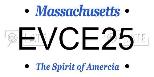 EVCE25 Massachusetts License Plate