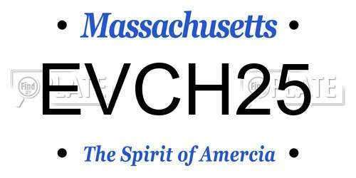 EVCH25 Massachusetts License Plate