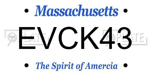 EVCK43 Massachusetts License Plate