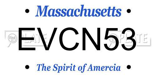 EVCN53 Massachusetts License Plate
