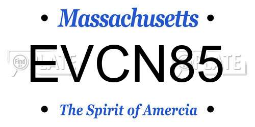 EVCN85 Massachusetts License Plate