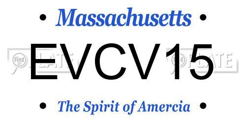 EVCV15 Massachusetts License Plate