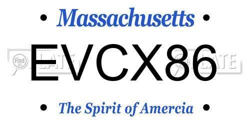 EVCX86 Massachusetts License Plate