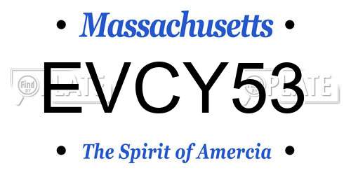 EVCY53 Massachusetts License Plate