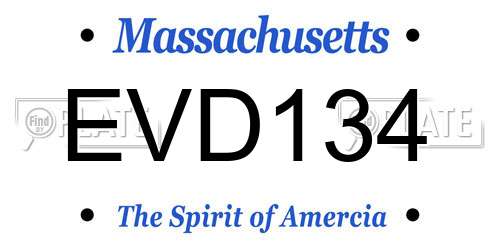EVD134 Massachusetts License Plate