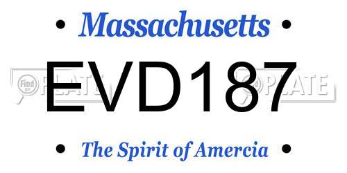 EVD187 Massachusetts License Plate