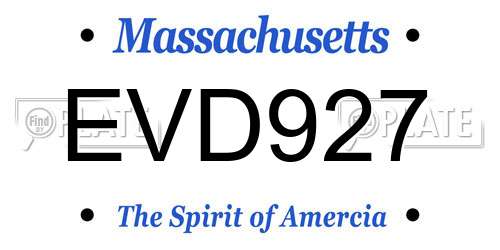 EVD927 Massachusetts License Plate