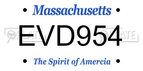 EVD954 Massachusetts License Plate