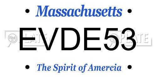 EVDE53 Massachusetts License Plate