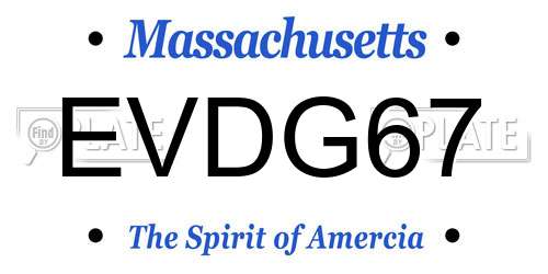 EVDG67 Massachusetts License Plate