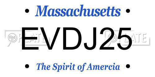 EVDJ25 Massachusetts License Plate