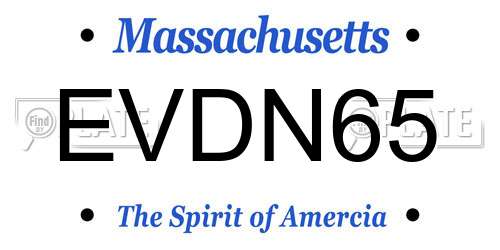 EVDN65 Massachusetts License Plate