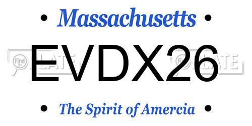 EVDX26 Massachusetts License Plate