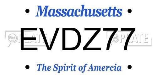 EVDZ77 Massachusetts License Plate