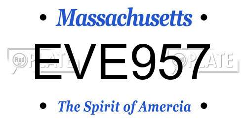 EVE957 Massachusetts License Plate