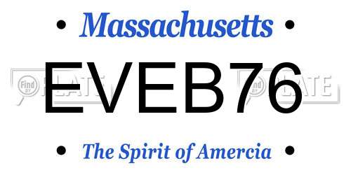 EVEB76 Massachusetts License Plate